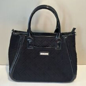 Vera Bradley Trapeze Crossbody Shoulder Bag in Black with Faux Leather Trim